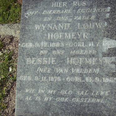 HOFMEYR Wynand Louw 1883-1957 &amp; Bessie VAN VELDEN 1876-1959