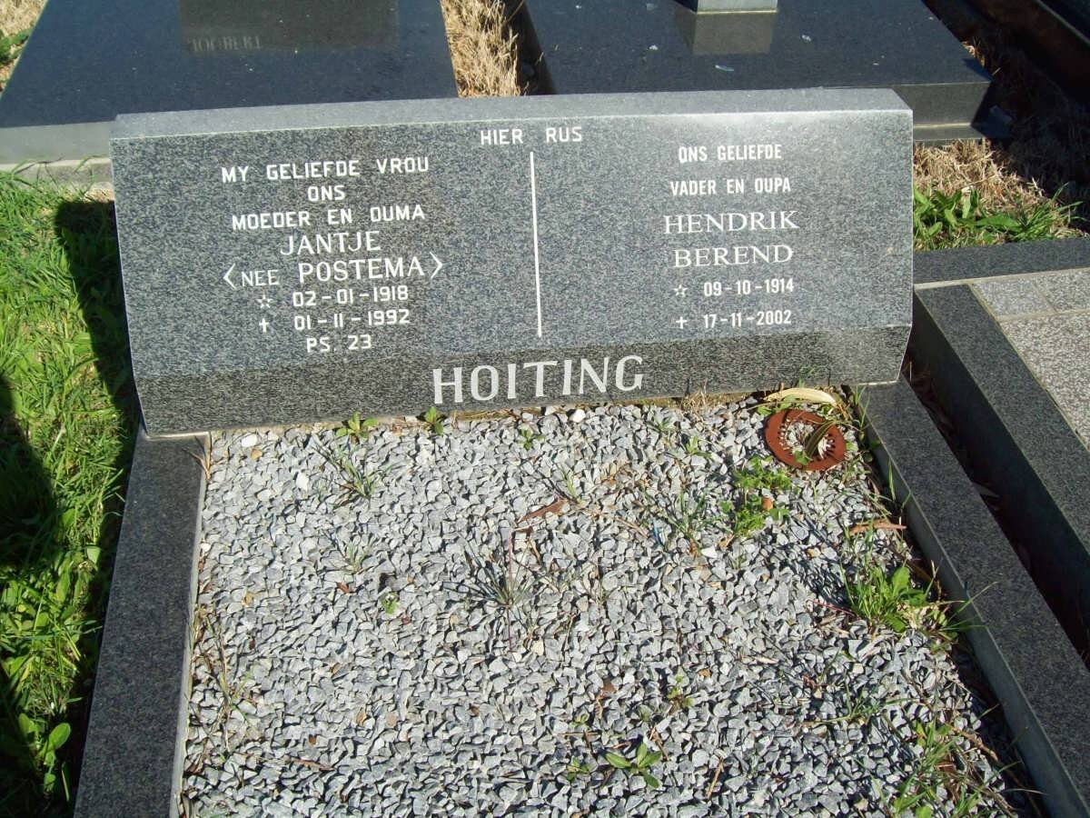 HOITING Hendrik Berend 1914-2002 &amp; Jantje POSTEMA 1918-1992