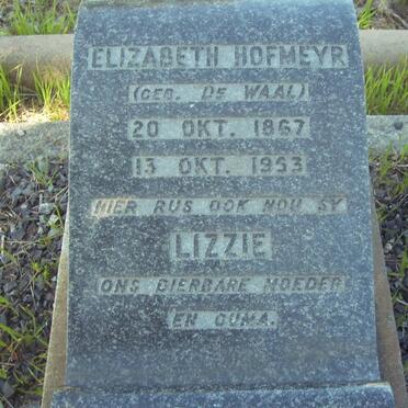 HOFMEYR Elizabeth nee DE WAAL 1867-1953