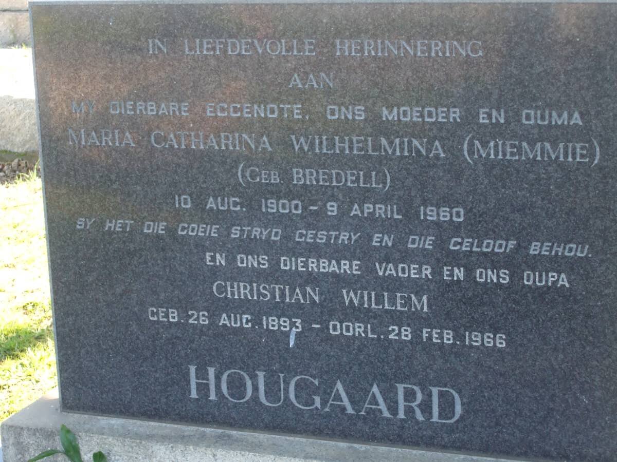 HOUGAARD Christian Willem 1893-1966 &amp; Catharina Wilhelmina BREDELL 1900-1960
