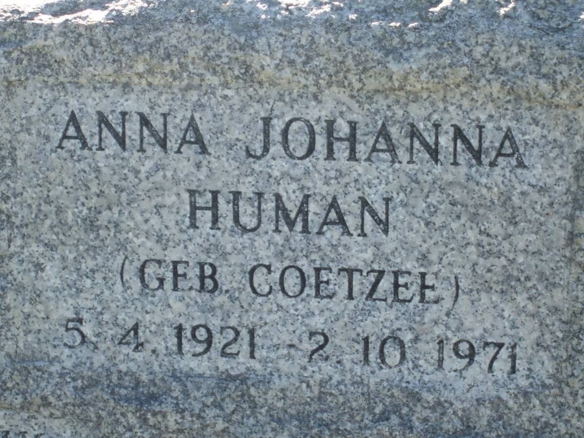 HUMAN Anna Johanna nee COETZEE 1921-1971