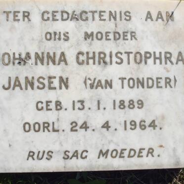 JANSEN Johanna Christophra nee VAN TONDER 1889-1964