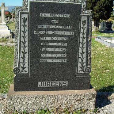 JURGENS Michael Christoffel 1878-1951 &amp; Ann Helena 1880-1956