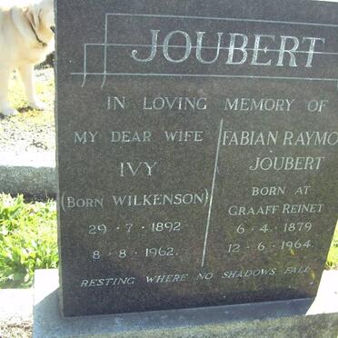 JOUBERT Fabian Raymond 1879-1964 &amp; Ivy WILKENSON 1892-1962