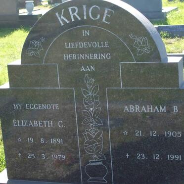 KRIGE Abraham B. 1905-1991 &amp; Elizabeth C. 1891-1979