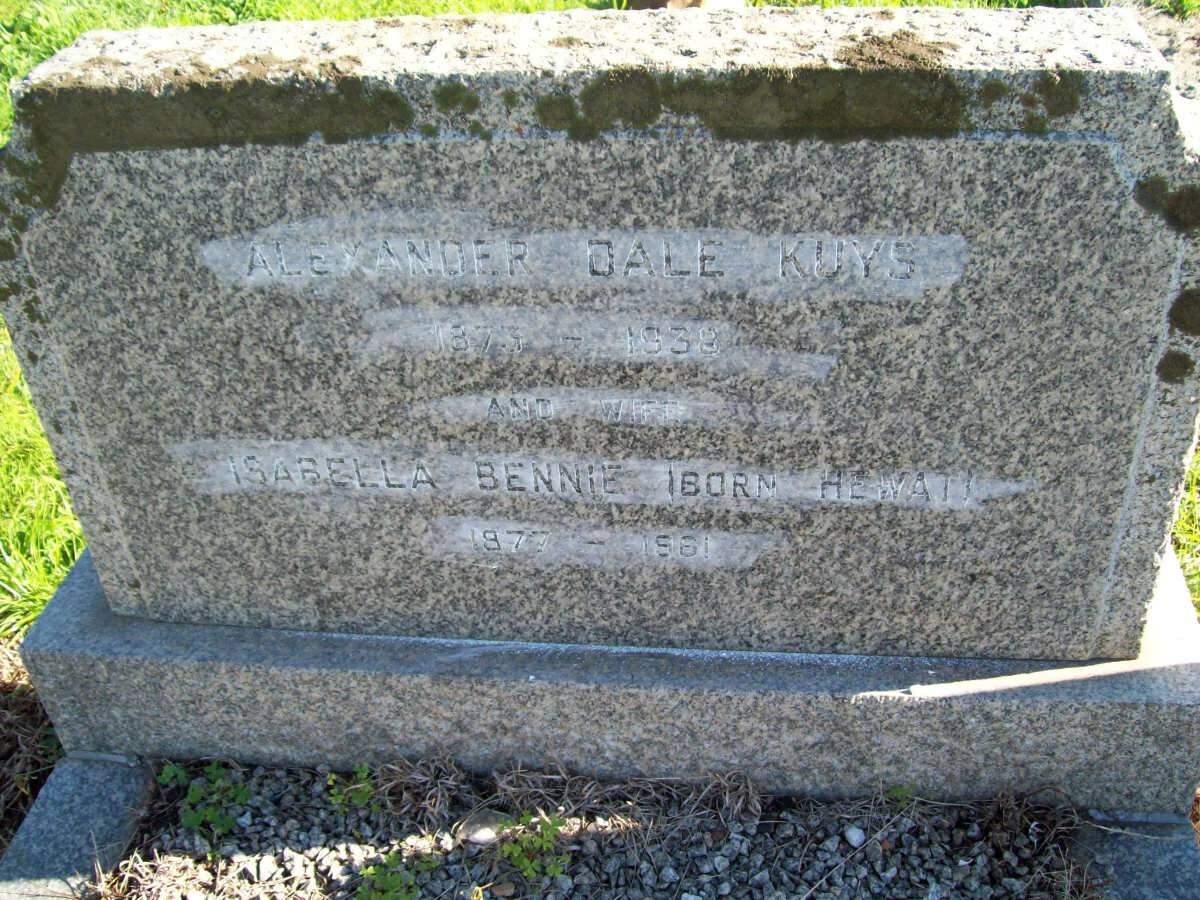KUYS Alexander Dale 1873-1938 &amp; Isabella Bennie HEWAT 1877-1961