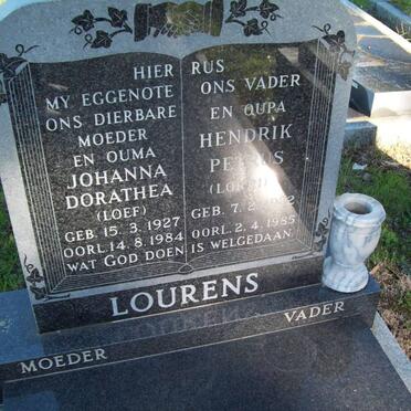 LOURENS Hendrik Petrus 1922-1985 &amp; Johanna Dorathea LOEF 1927-1984