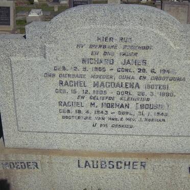 LAUBSCHER Richard James 1900-1944 &amp; Rachel Magdalena BOTES 1905-1990 :: NORMAN Rachel M. 1943-1949