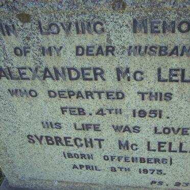 Mc LELLAN Alexander -1951 &amp; Sybrecht OFFENBERG -1973