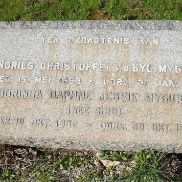 MYBURGH Andries Christoffel 1893-1964 &amp; Dorinda Daphne Jessie GIRD 1896-1984