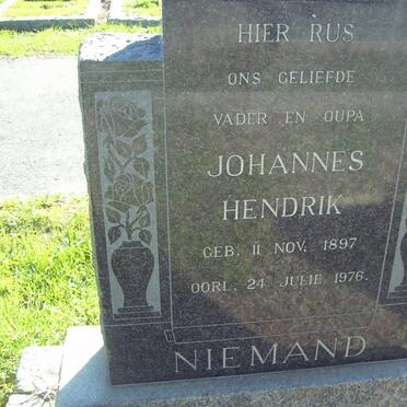 NIEMAND Johannes Hendrik 1897-1976