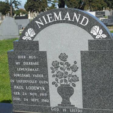 NIEMAND Paul Lodewyk 1919-1982