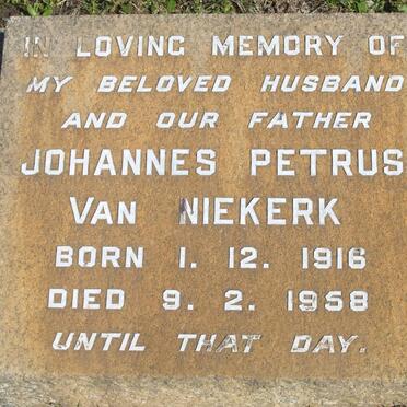 NIEKERK Johannes Petrus, van 1916-1958