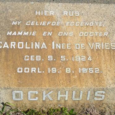OCKHUIS Carolina nee DE VRIES 1924-1952