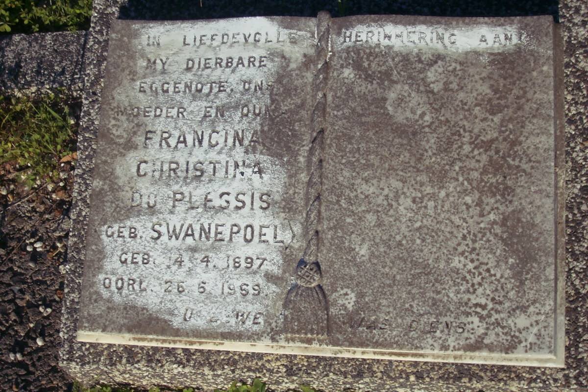 PLESSIS Francina Christina, du nee SWANEPOEL 1897-1969