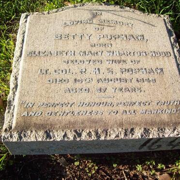 POPHAM Elizabeth Mary nee WHARTON-HOOD -1948