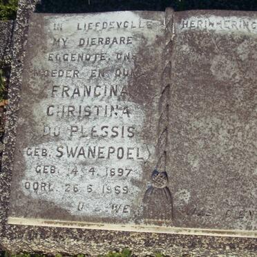 PLESSIS Francina Christina, du nee SWANEPOEL 1897-1969