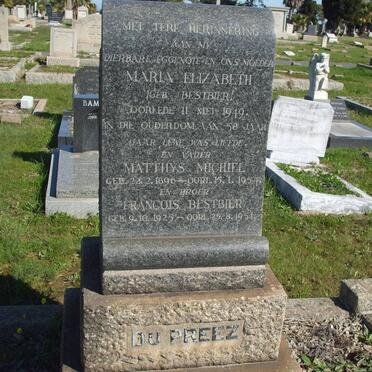 PREEZ Matthys Michiel 1896-1954 &amp; Maria Elizabeth BESTBIER -1949 :: BESTBIER Francois 1925-1951