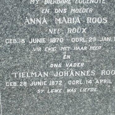 ROOS Tielman Johannes 1872-1958 &amp; Anna Maria ROUX 1870-1948