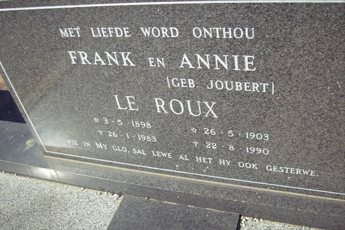 ROUX Frank, le 1898-1983 &amp; Annie JOUBERT 1903-1990