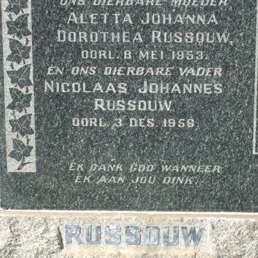 RUSSOUW Nicolaas Johannes -1956 &amp; Aletta Johanna Dorothea -1953