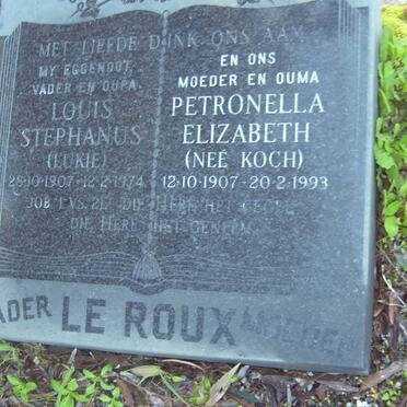 ROUX Louis Stephanus, le 1907-1974 &amp; Petronella Elizabeth KOCH 1907-1993