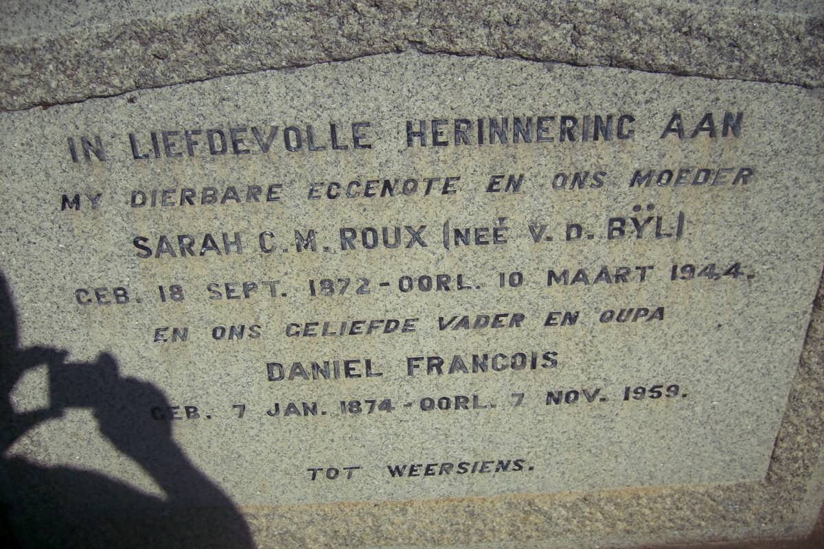 ROUX Daniel Francois 1874-1959 &amp; Sarah C.M. V.D. BIJL 1872-1944
