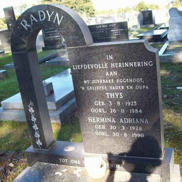 RADYN Thys 1925-1984 &amp; Hermina Adriana 1928-1990