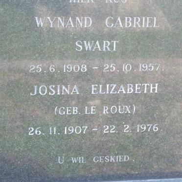 SWART Wynand Gabriel 1908-1957 &amp; Josina Elizabeth LE ROUX 1907-1976