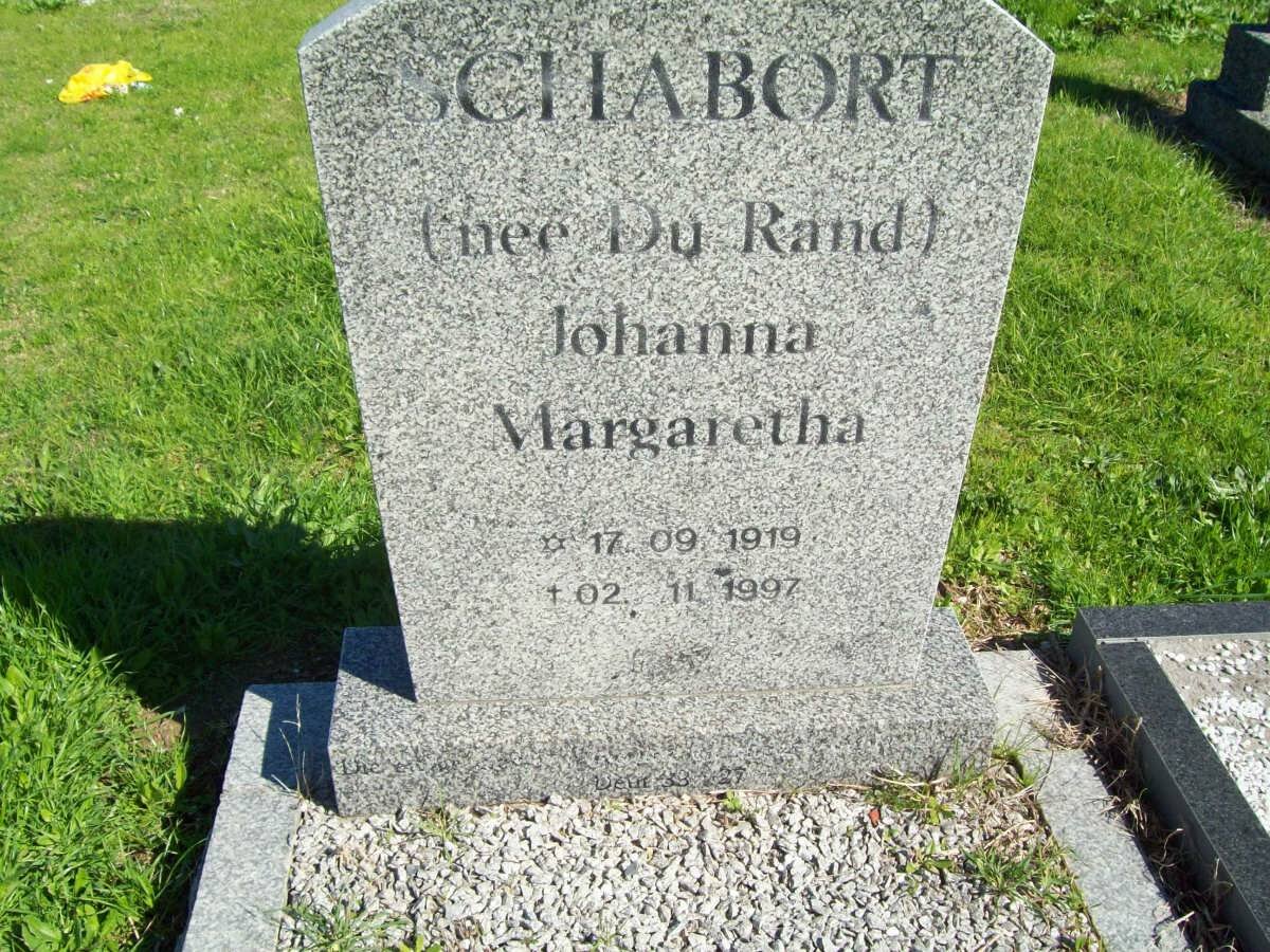 SCHABORT Johanna Margaretha nee DU RAND 1919-1997