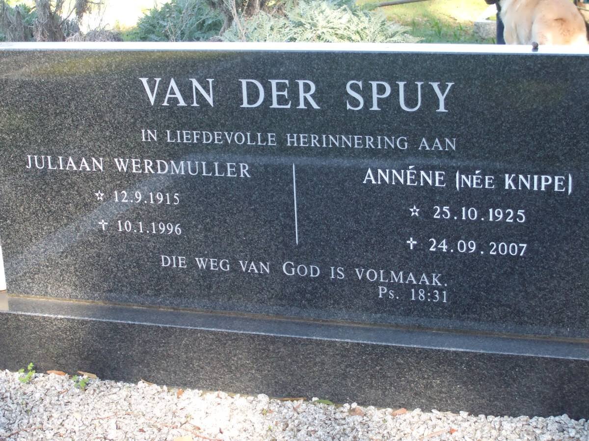 SPUY Juliaan Werdmuller, van der 1915-1996 &amp; Annene KNIPE 1925-2007