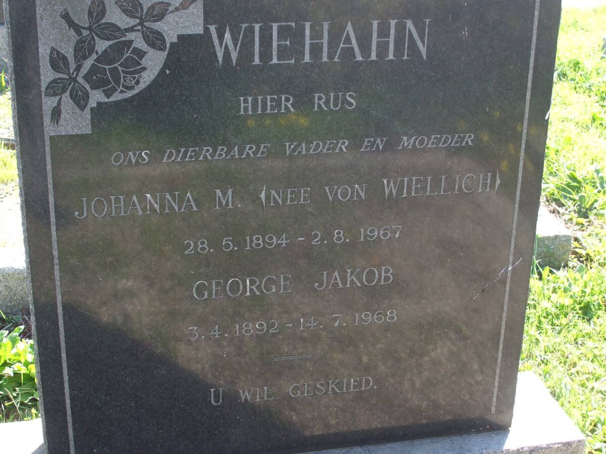 WIEHAHN George Jakob 1892-1968 &amp; Johanna M. VON WIELLICH 1894-1967