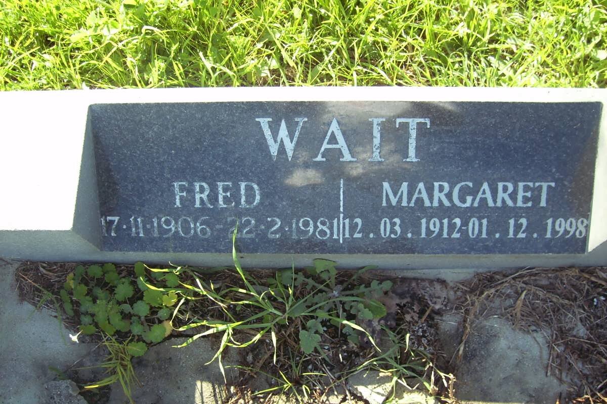 WAIT Fred 1906-1981 &amp; Margaret 1912-1998