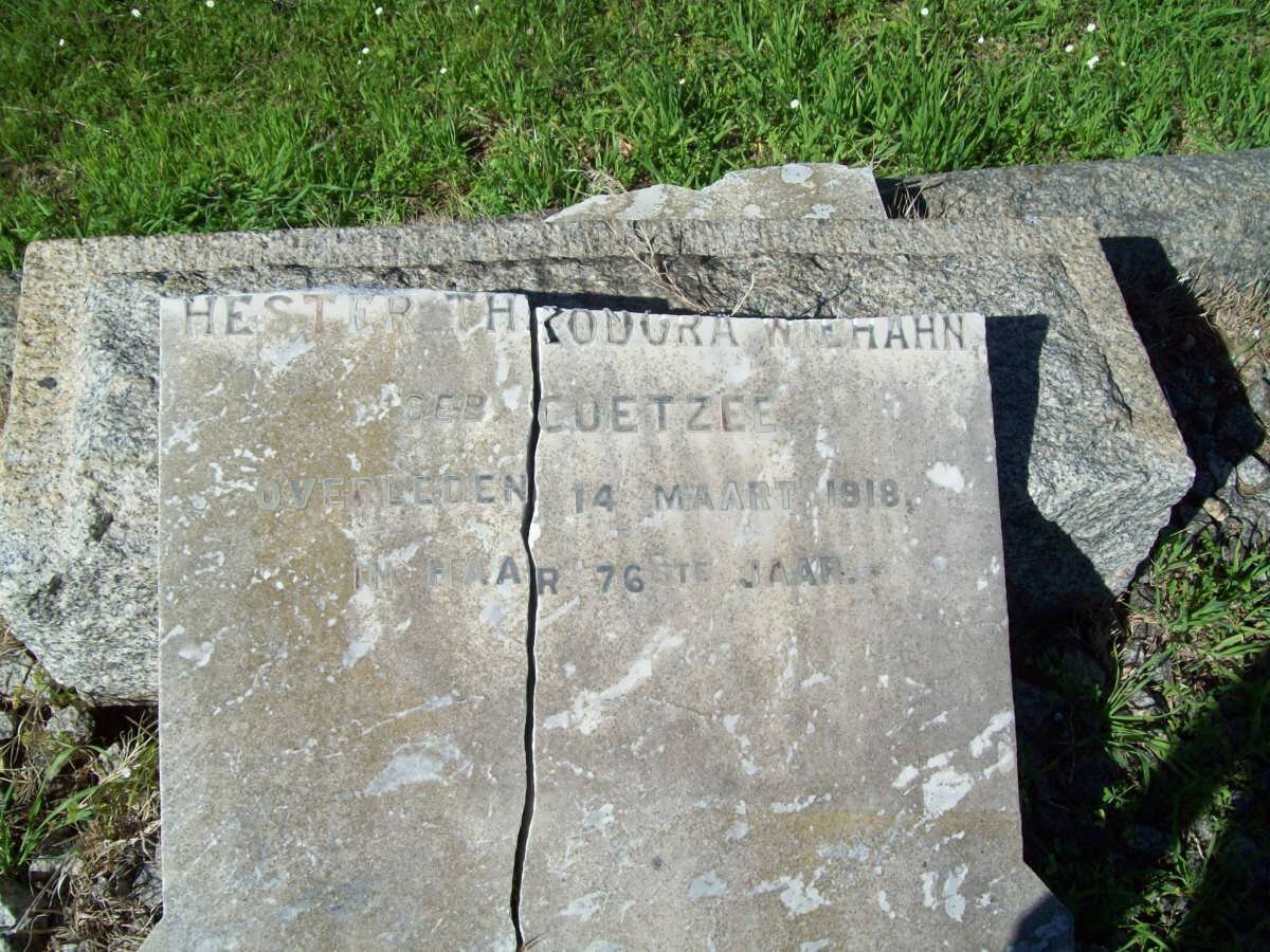 WIEHAHN Hester Theodora nee COETZEE -1918