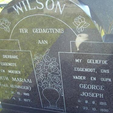 WILSON George Joseph 1915-1990 &amp; Edith Maraai HUBINGER 1910-1977