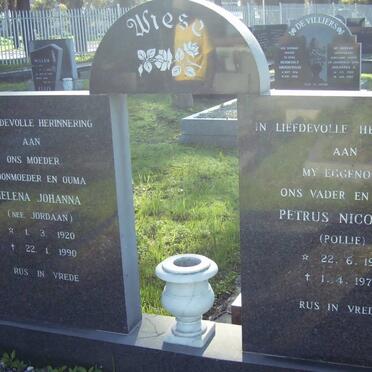 WIESE Petrus Nicloaas 1921-1977 &amp; Helena Johanna JORDAAN 1920-1990