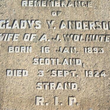WOLHUTER Gladys Y. nee ANDERSON 1893-1934