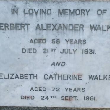 WALKER Herbert Alexander -1931 &amp; Elizabeth Catherine -1961