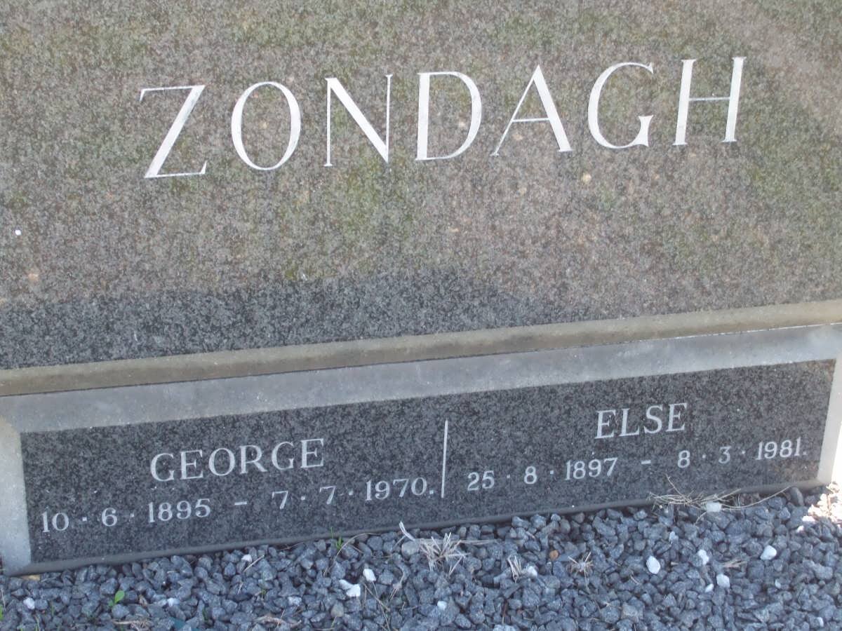 ZONDAGH George 1895-1970 &amp; Else 1897-1981