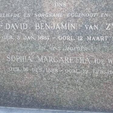 ZYL David Benjamin, van 1887-1955 &amp; Sophia Margaretha DE WET 1888-1963