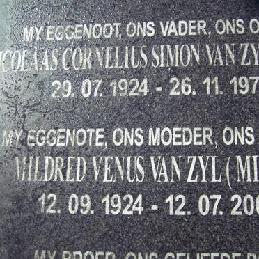 ZYL Nicolaas Cornelius Simon, van 1924-1976 &amp; Wildred Venus 1924-2004