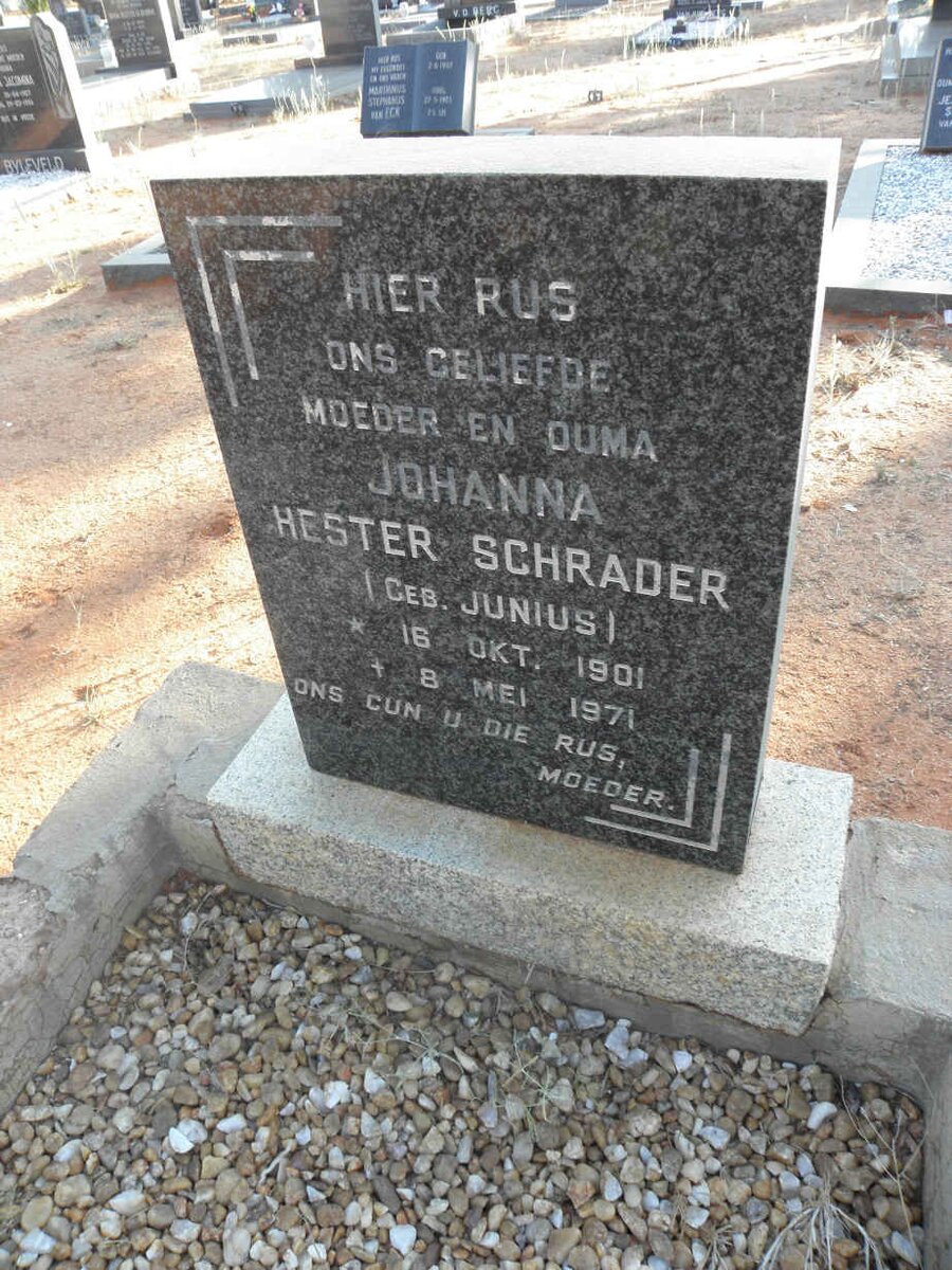 SCHRADER Johanna Hester nee JUNIUS 1901-1971