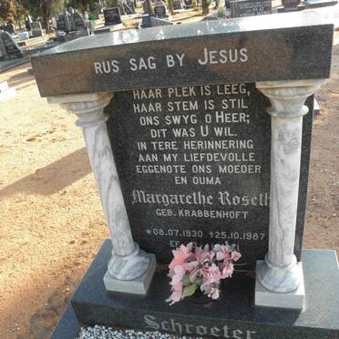 SCHROETER Margarethe Roseth nee KRABBENHOFT 1930-1987