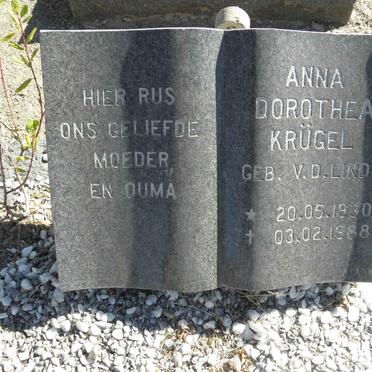 KRUGEL Anna Dorothea nee V.D. LINDE 1930-1988