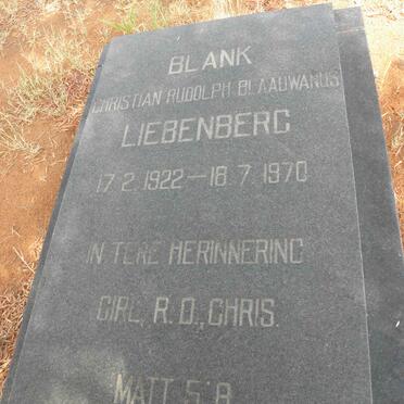 LIEBENBERG Christian Rudolph Blaauwanus 1922-1970
