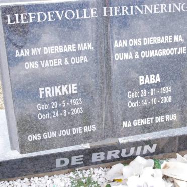 BRUIN Frikkie, de 1923-2003 &amp; Baba 1934-2008
