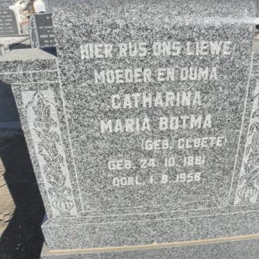 BOTMA Catharina Maria nee CLOETE 1881-1958