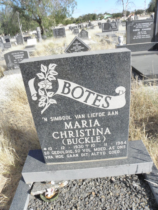 BOTES Maria Christina nee BUCKLE 1930-1984