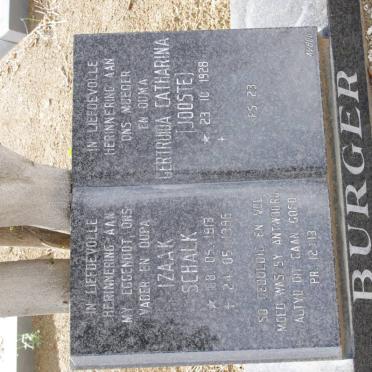 BURGER Izaak Schalk 1913-1996 &amp; Gertruida Catharina JOOSTE 1928-