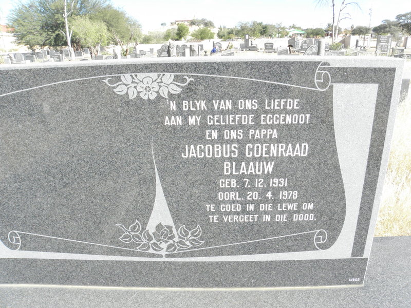 BLAAUW Jacobus Coenraad 1931-1978